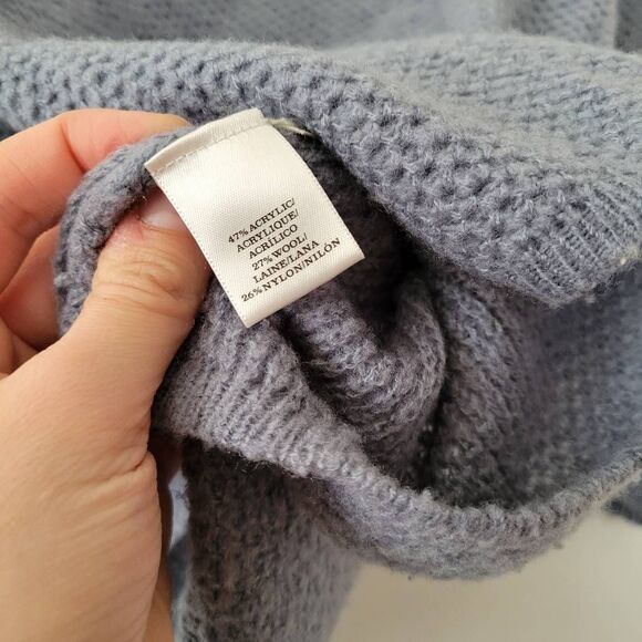 Ann Taylor Acrylic/Wool Blend Women's Blue Gray Sweater M Half Sleeve - Picture 6 of 7